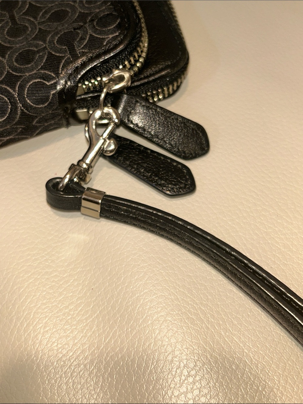 Coach Black Signature Double Zip C Wristlet with Silver Logo - Picture 12 of 12